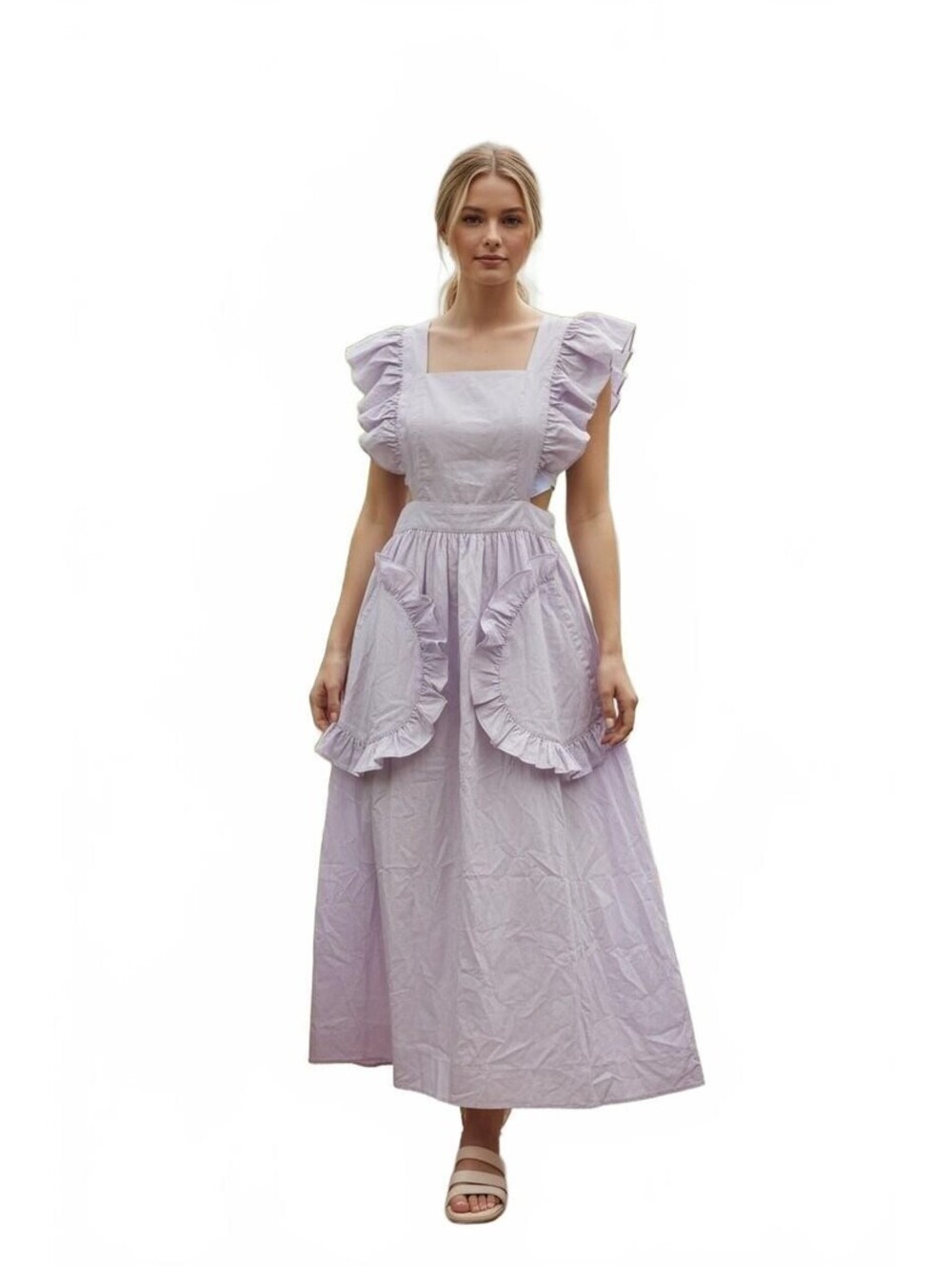 KkCo "Lulu Apron Dress"  lilac striped dress Size M #1256